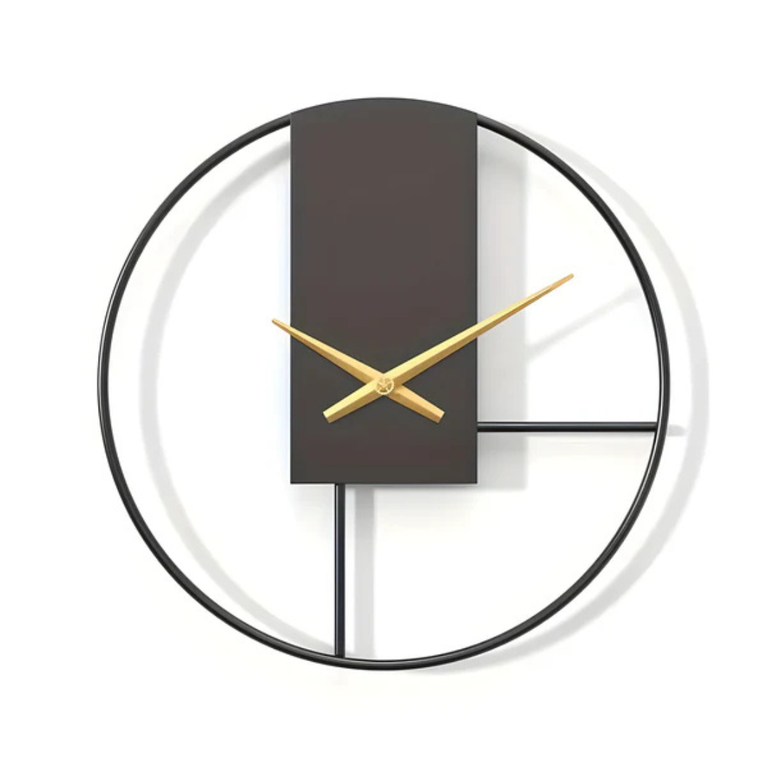 Wandklok Minimalistisch Scandinavisch Design met Open Ronde Lijst en Gouden Wijzers