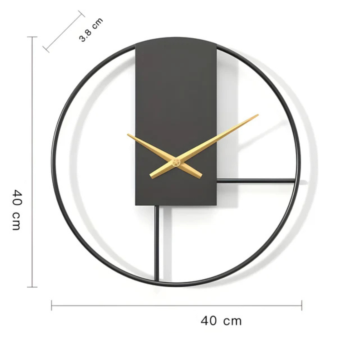 Wandklok Minimalistisch Scandinavisch Design met Open Ronde Lijst en Gouden Wijzers