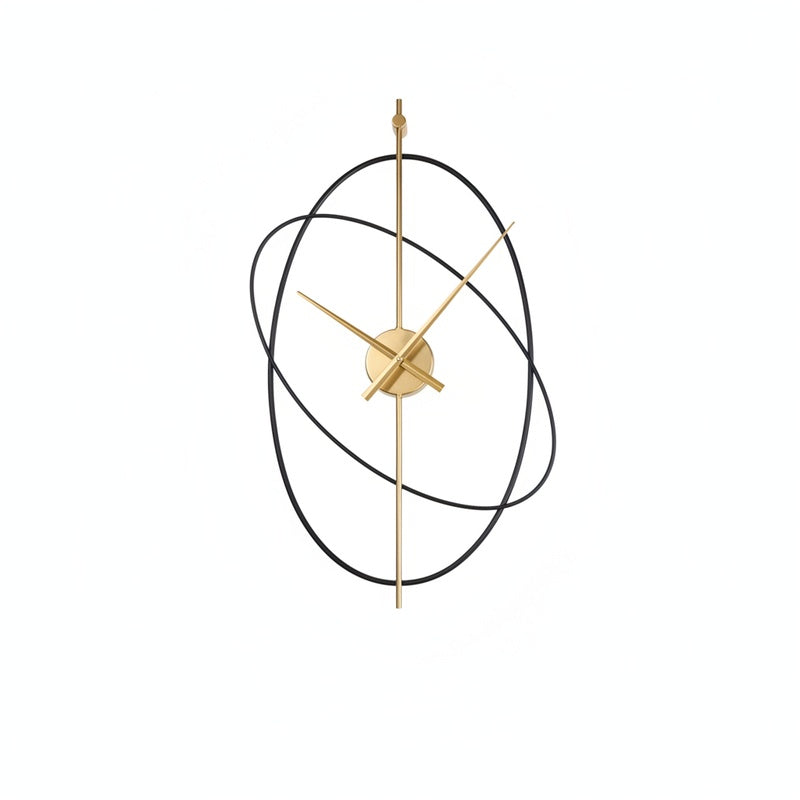 Wandklok Modern met Geometrische Ovalen Ringen en Gouden Wijzers