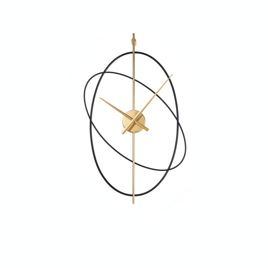 Wandklok Modern met Geometrische Ovalen Ringen en Gouden Wijzers