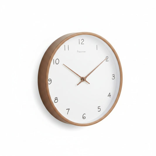 Wandklok Scandinavisch Minimalistisch met Houten Rand en Stil Uurwerk