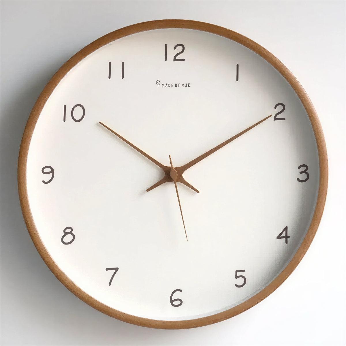 Wandklok Scandinavisch Minimalistisch met Houten Rand en Stil Uurwerk