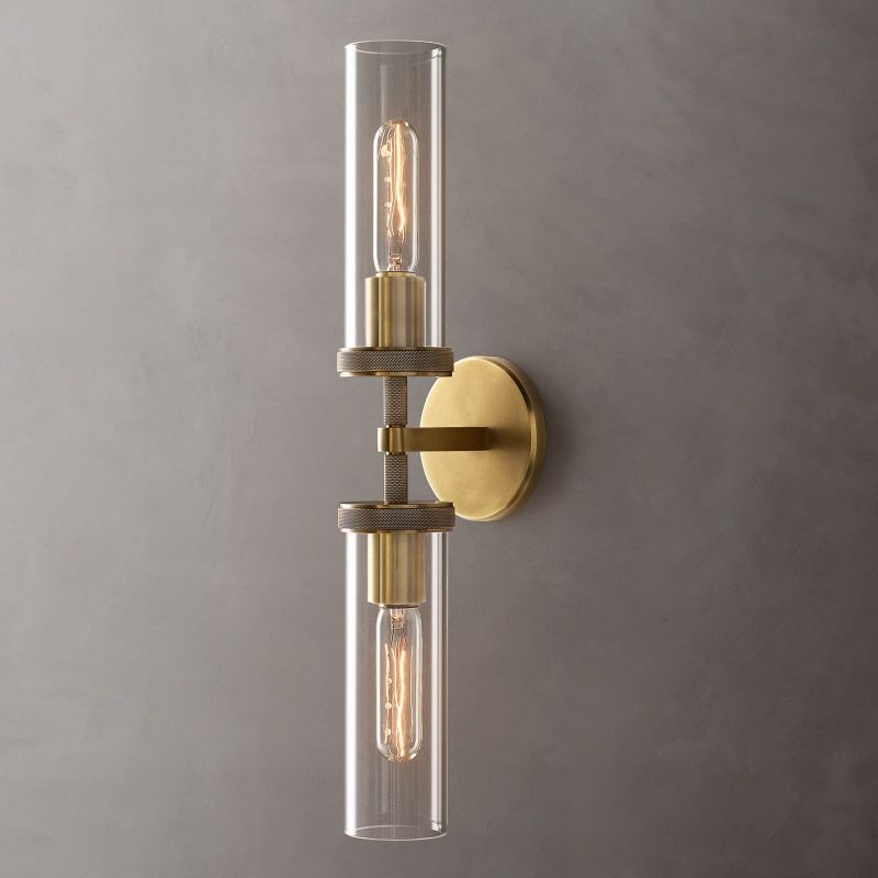 Wandlamp Art Deco met Cilindervormige Glazen Kap en Geribbelde Details