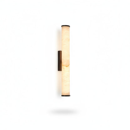 Wandlamp Art Deco met Cilindrische Alabaster Kap en Metalen Bevestiging