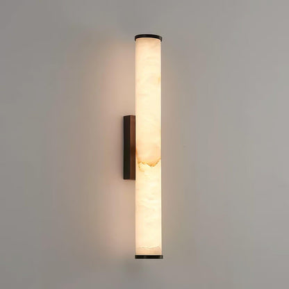 Wandlamp Art Deco met Cilindrische Alabaster Kap en Metalen Bevestiging