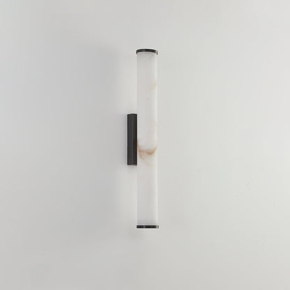 Wandlamp Art Deco met Cilindrische Alabaster Kap en Metalen Bevestiging
