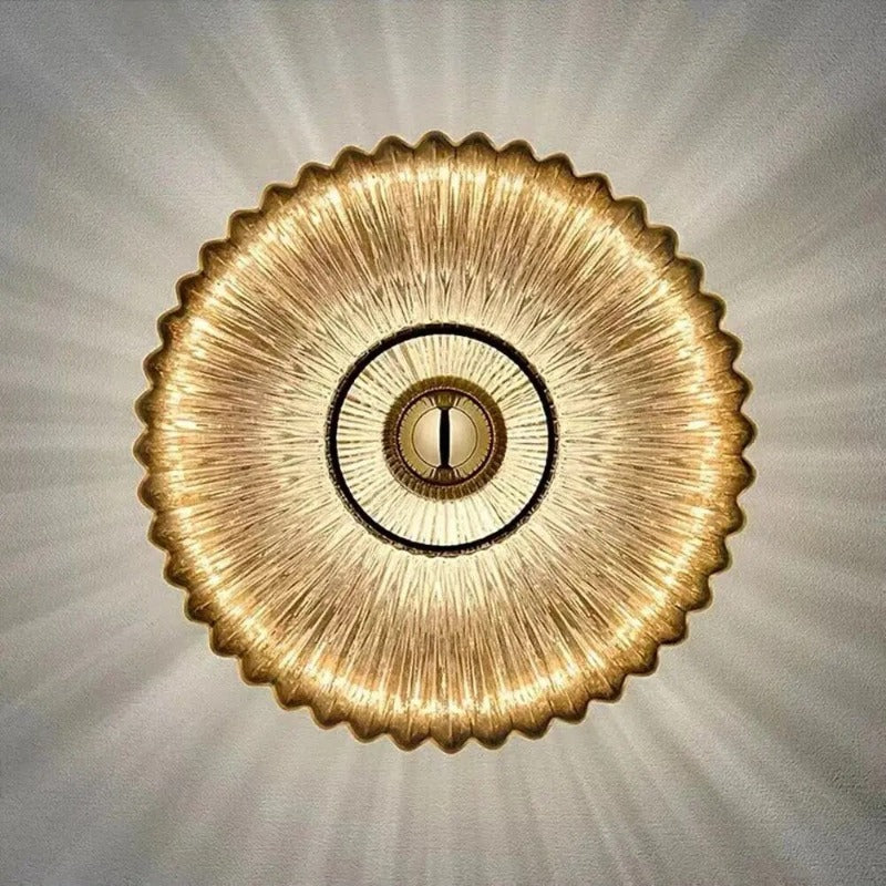 Wandlamp Art Deco met Geribbeld Glas en Stralend Lichtpatroon