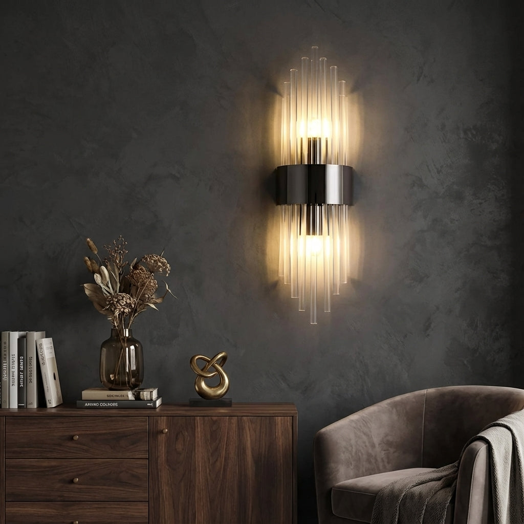 Wandlamp Art Deco met Glazen Staven en 3 Kleurtemperaturen