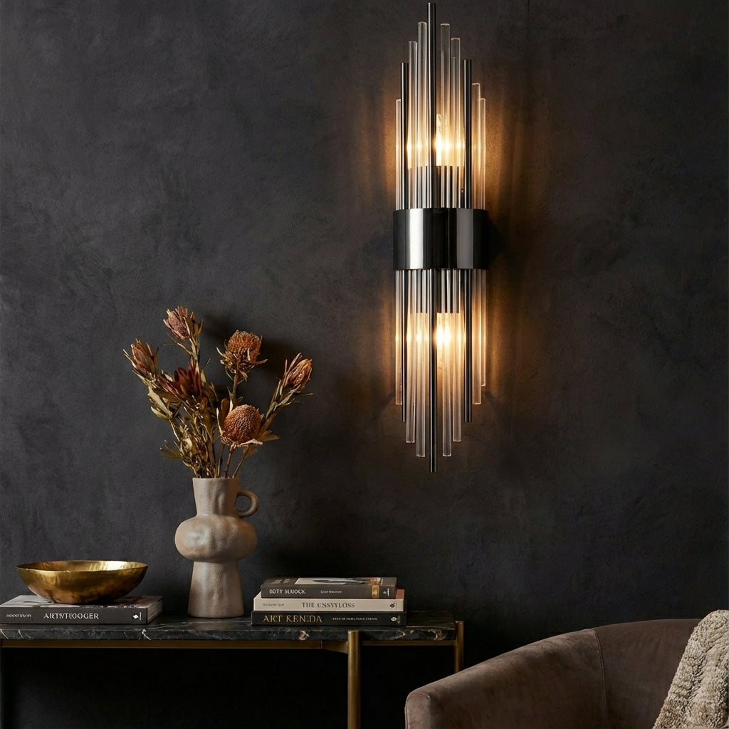 Wandlamp Art Deco met Glazen Staven en 3 Kleurtemperaturen
