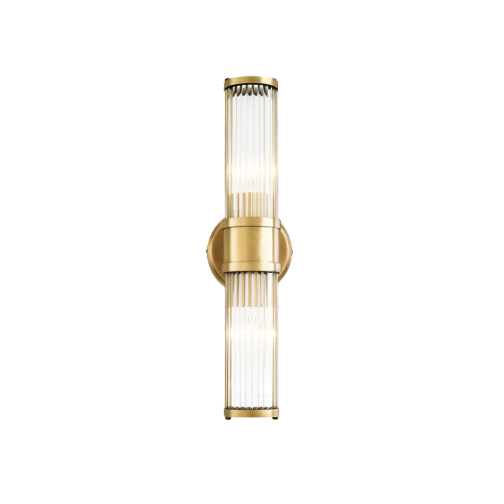 Wandlamp Art Deco met Kristalglas Cilinders en Messing Fitting