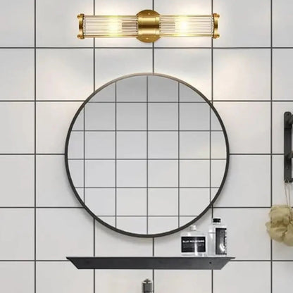 Wandlamp Art Deco met Kristalglas Cilinders en Messing Fitting