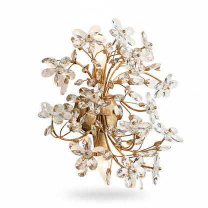 Wandlamp Art Deco met Kristallen Bloemen en Metalen Takken ##POS:1##