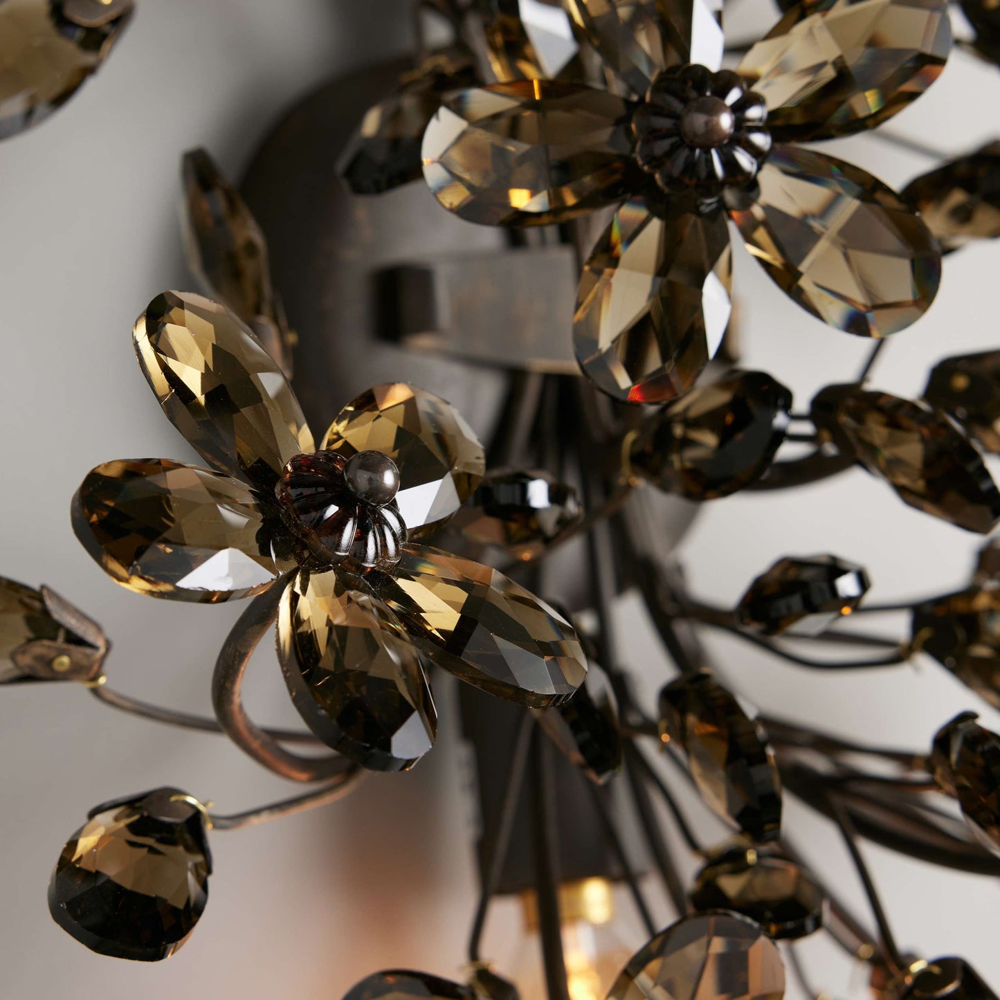 Wandlamp Art Deco met Kristallen Bloemen en Metalen Takken