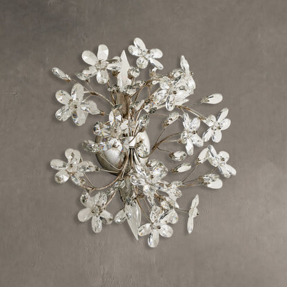Wandlamp Art Deco met Kristallen Bloemen en Metalen Takken