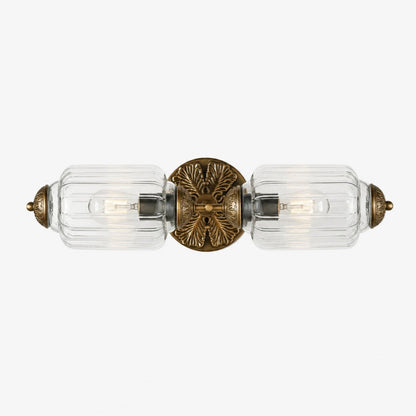 Wandlamp Art Deco met Melkglazen Kap en Sierlijk Metalen Ornament