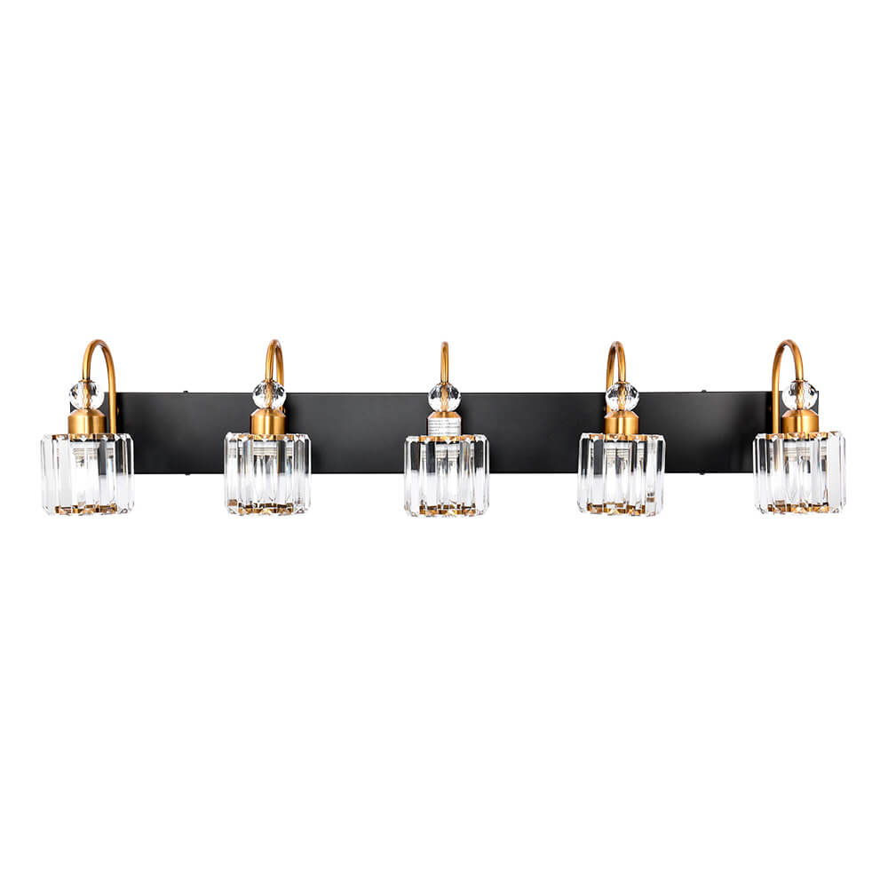Wandlamp Badkamer Art Deco met Kristallen Kappen en Ronde Kristalbol