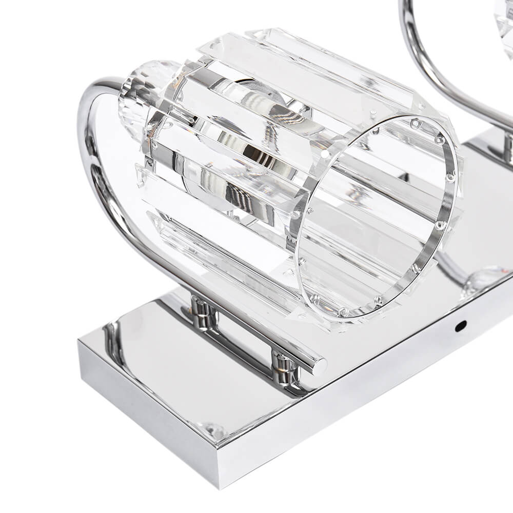 Wandlamp Badkamer Art Deco met Kristallen Kappen en Ronde Kristalbol