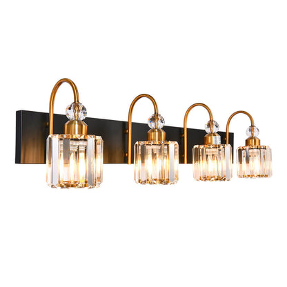 Wandlamp Badkamer Art Deco met Kristallen Kappen en Ronde Kristalbol