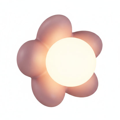 Wandlamp Bloem Kinderkamer met Glazen Bol en Houten Basis