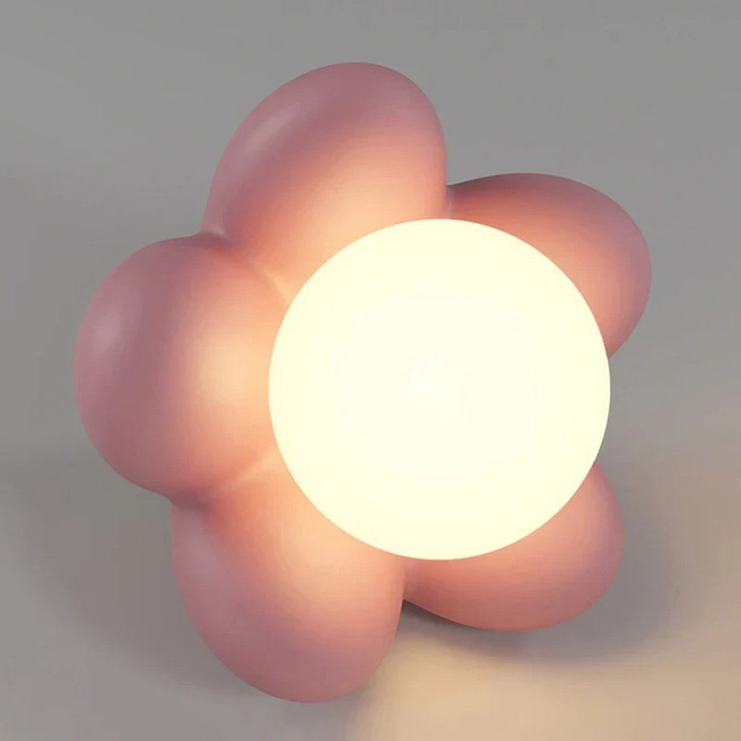 Wandlamp Bloem Kinderkamer met Glazen Bol en Houten Basis