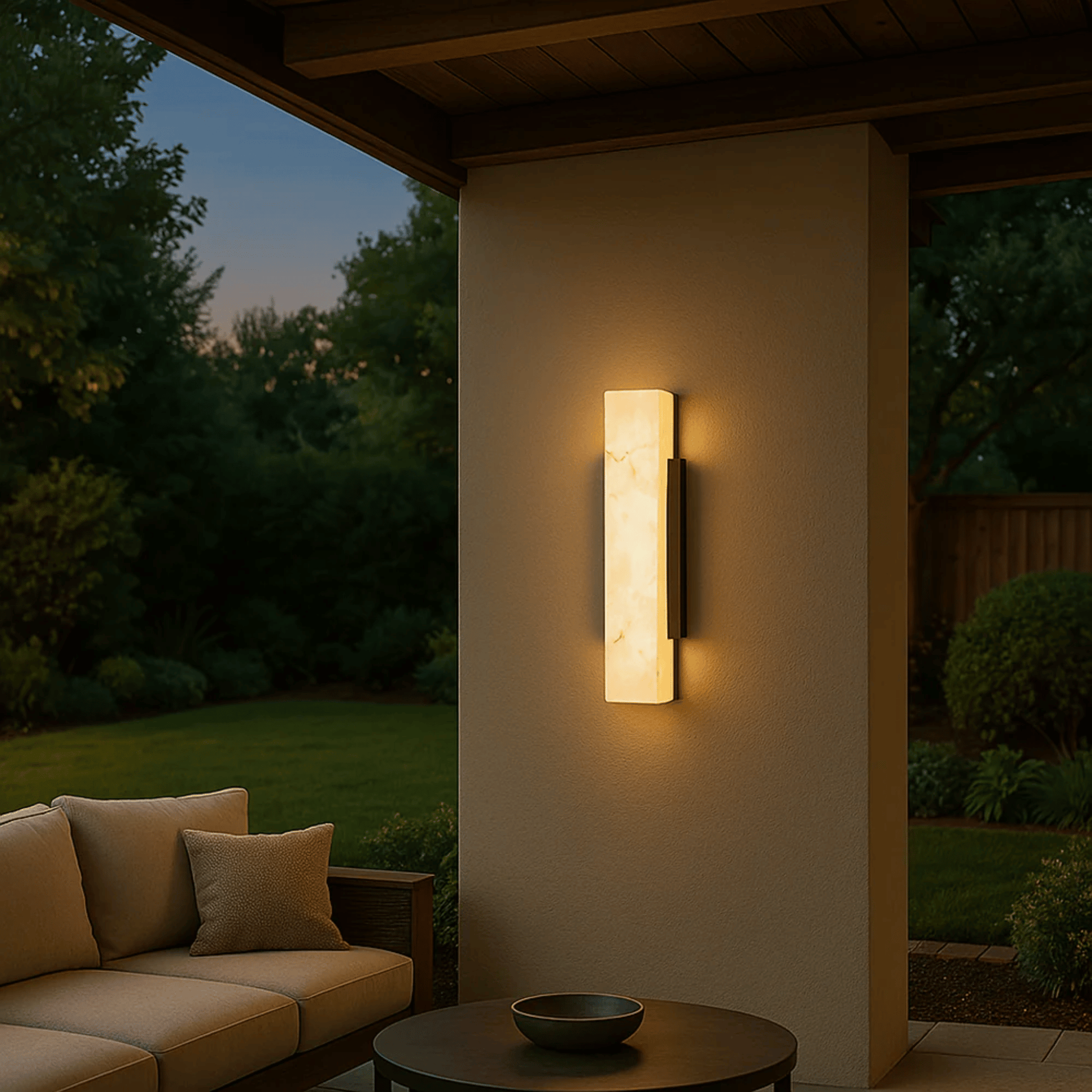 Wandlamp Buiten Minimalistisch met Marmerlook Diffuser en Geïntegreerde LED