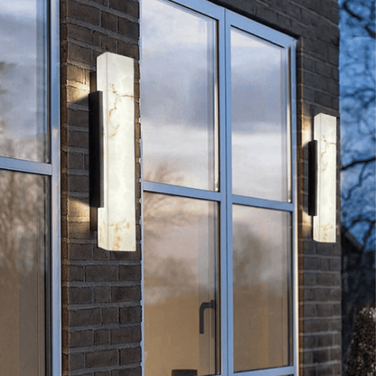 Wandlamp Buiten Minimalistisch met Marmerlook Diffuser en Geïntegreerde LED