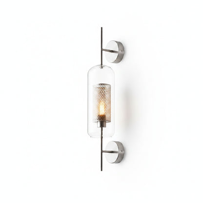 Wandlamp Industrieel met Glazen Kap en Metalen Mesh Binnenkap