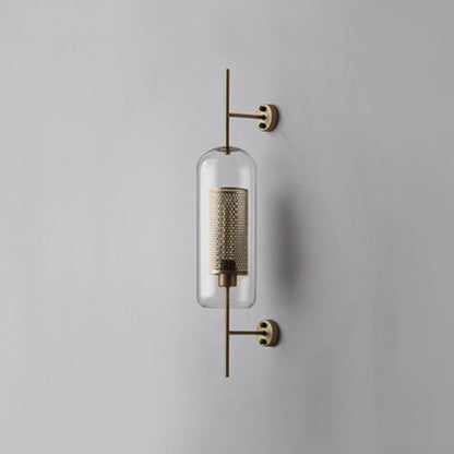 Wandlamp Industrieel met Glazen Kap en Metalen Mesh Binnenkap