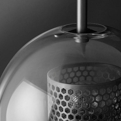 Wandlamp Industrieel met Glazen Kap en Metalen Mesh Binnenkap