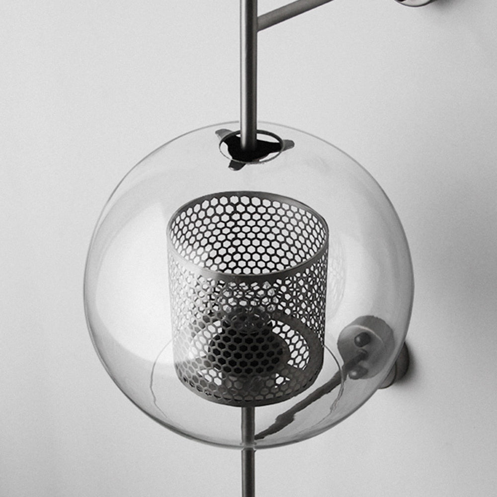 Wandlamp Industrieel met Glazen Kap en Metalen Mesh Binnenkap