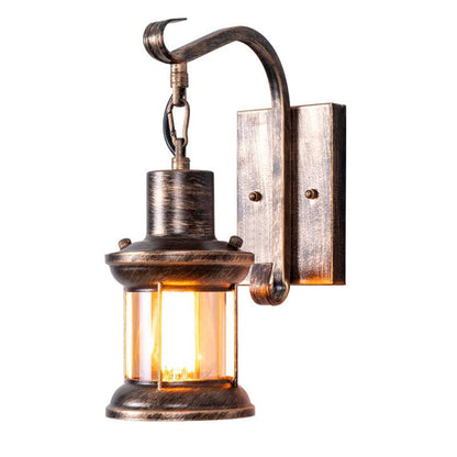 Wandlamp Industrieel Retro Lantaarn met Glazen Kap en Ketting