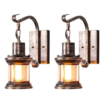 Wandlamp Industrieel Retro Lantaarn met Glazen Kap en Ketting