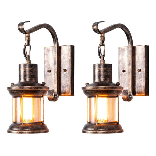 Wandlamp Industrieel Retro Lantaarn met Glazen Kap en Ketting