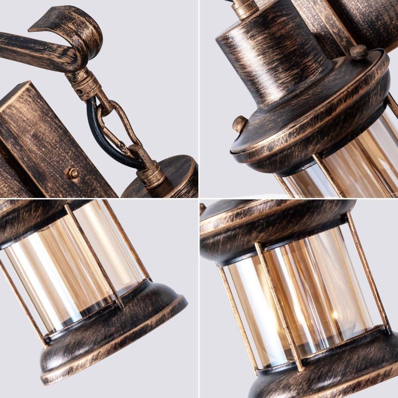 Wandlamp Industrieel Retro Lantaarn met Glazen Kap en Ketting