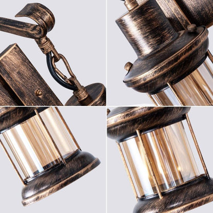 Wandlamp Industrieel Retro Lantaarn met Glazen Kap en Ketting