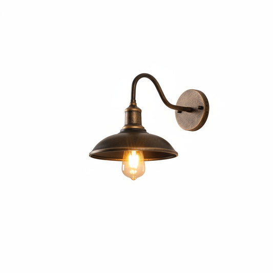 Wandlamp Industrieel Vintage met Gooseneck Arm en Ronde Kap voor Buiten