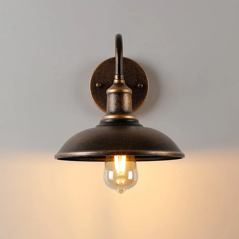 Wandlamp Industrieel Vintage met Gooseneck Arm en Ronde Kap voor Buiten