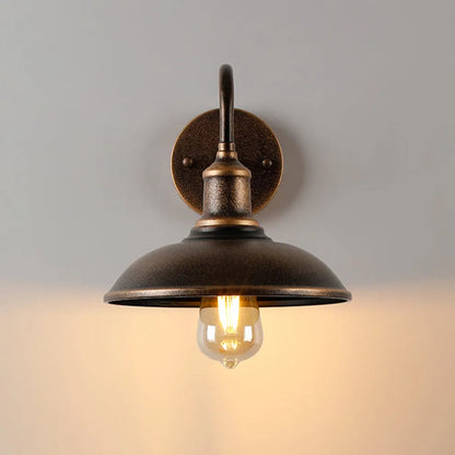 Wandlamp Industrieel Vintage met Gooseneck Arm en Ronde Kap voor Buiten