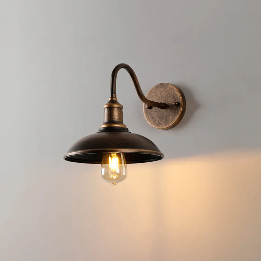 Wandlamp Industrieel Vintage met Gooseneck Arm en Ronde Kap voor Buiten