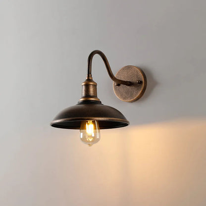 Wandlamp Industrieel Vintage met Gooseneck Arm en Ronde Kap voor Buiten