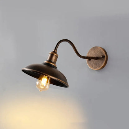 Wandlamp Industrieel Vintage met Gooseneck Arm en Ronde Kap voor Buiten