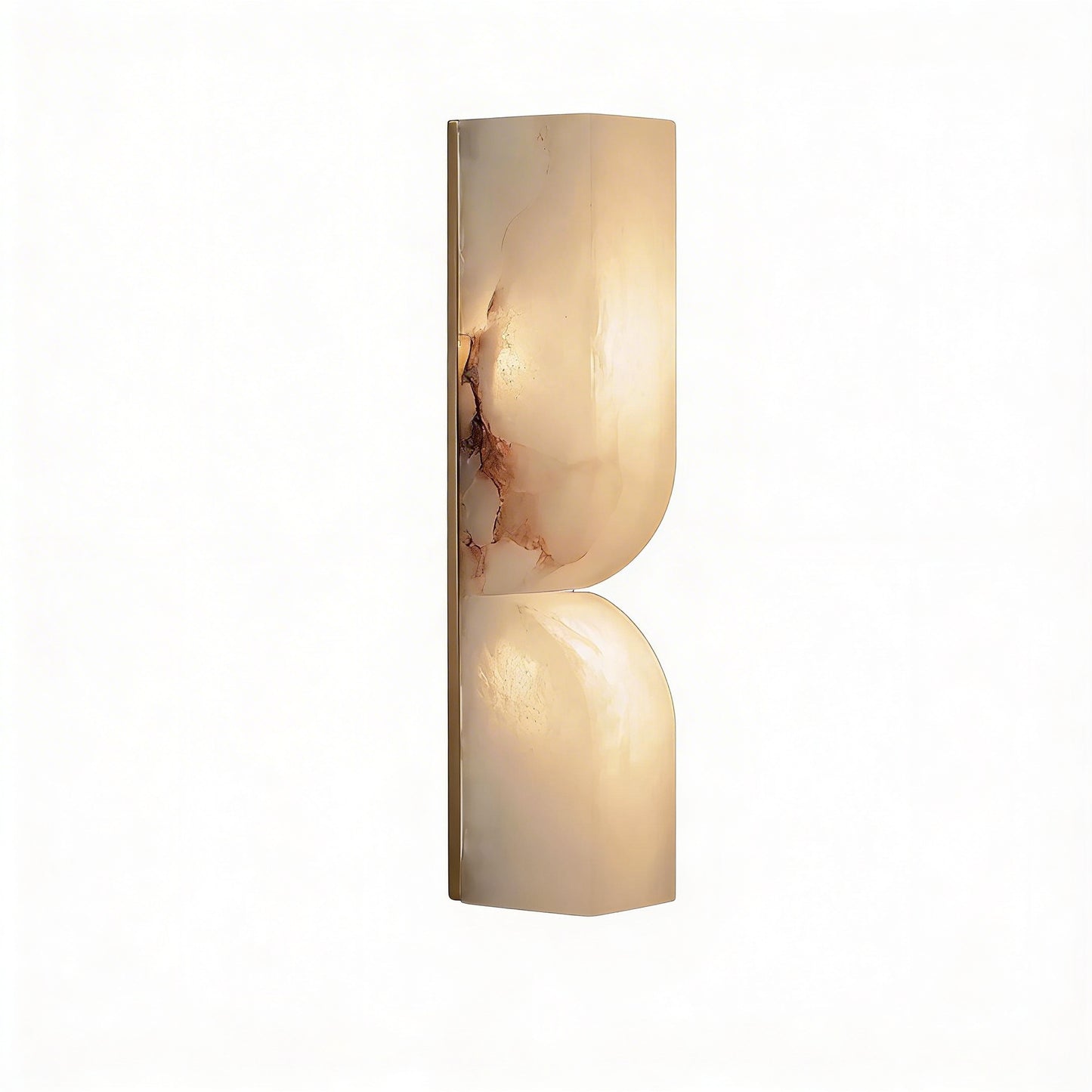 Wandlamp Japandi Sculpturaal met Albasten Kap en Messing Voet