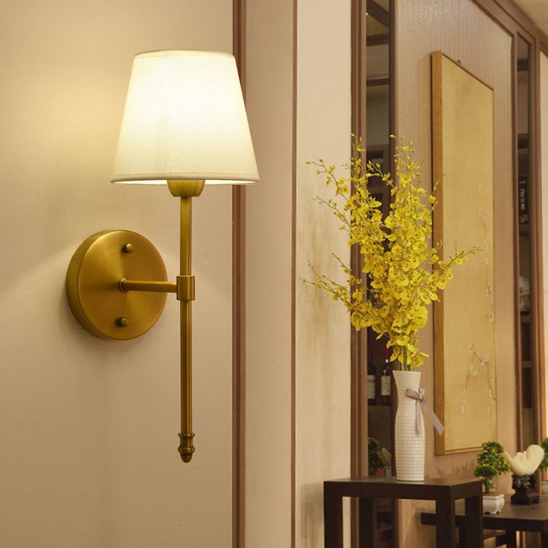 Wandlamp Klassiek met Stoffen Kap en Messing Armatuur