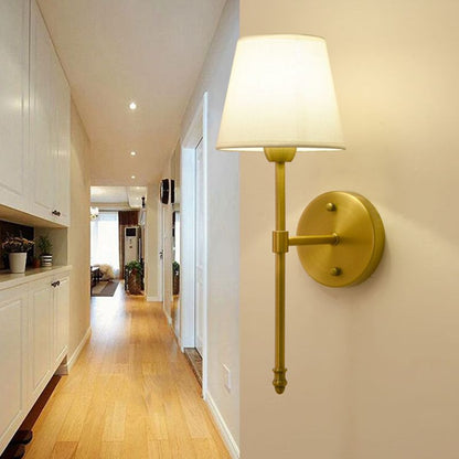 Wandlamp Klassiek met Stoffen Kap en Messing Armatuur