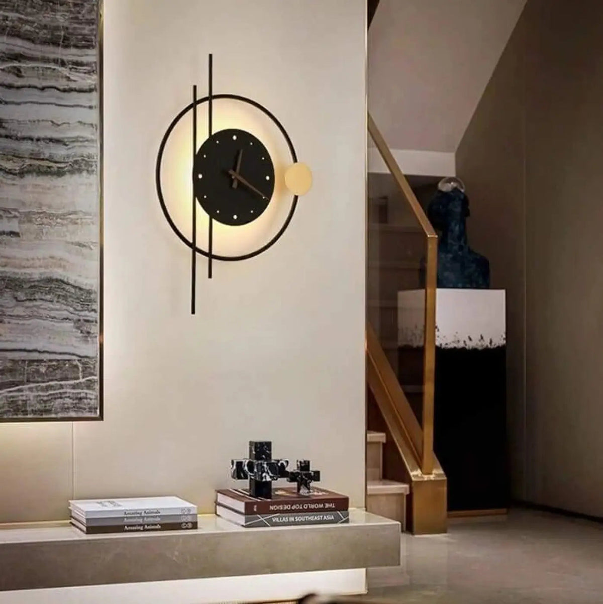 Wandlamp met Ingebouwd Klok Modern Design en LED Verlichting