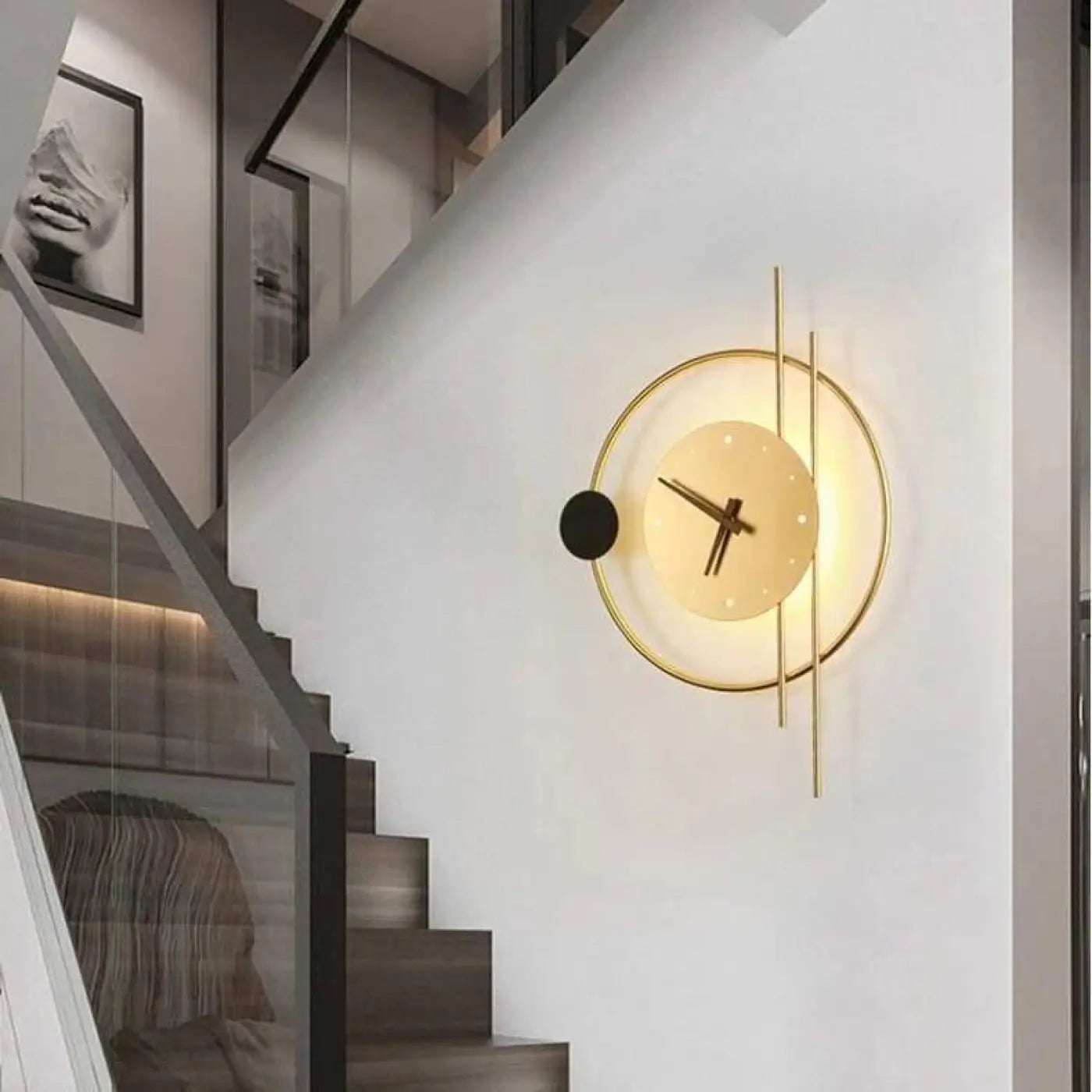Wandlamp met Ingebouwd Klok Modern Design en LED Verlichting