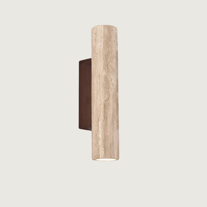 Wandlamp Minimalist met Cilindervorm en Travertine Steen voor Boven en Onder Lichteffect
