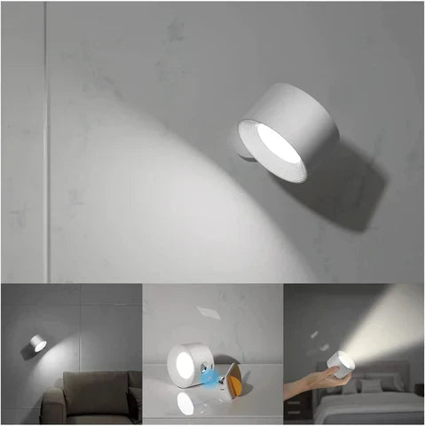 Wandlamp Minimalistisch Draadloos met 360° Draaibare Kop en USB Oplaadbaar