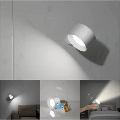Wandlamp Minimalistisch Draadloos met 360° Draaibare Kop en USB Oplaadbaar