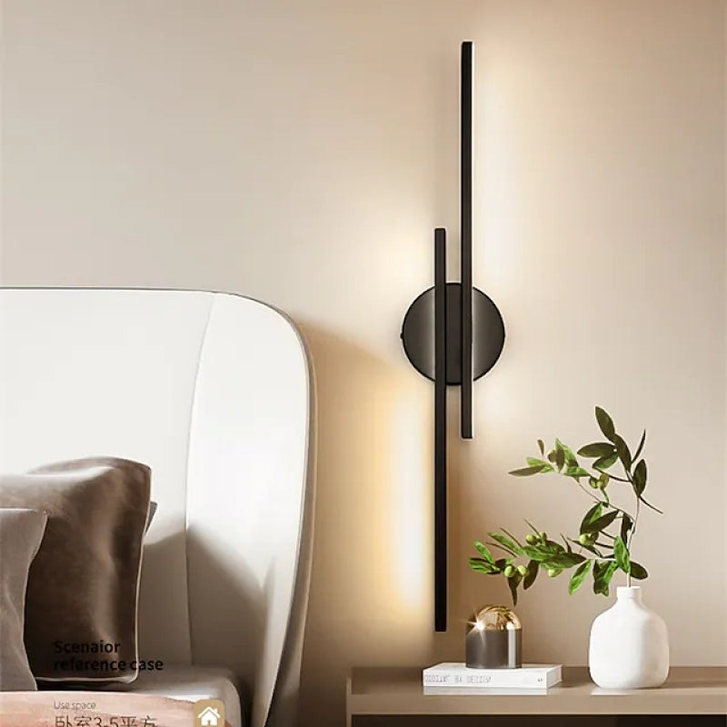 Wandlamp Minimalistisch LED met Dubbele Lineaire Staven en Ronde Basis